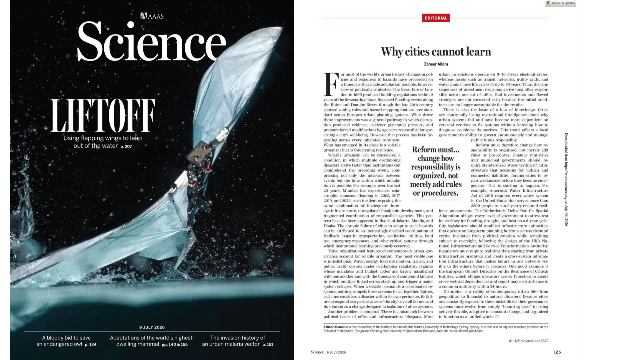 Read the editorial, "Why Cities Can’t Learn," by Dr. Zaheer Allam (PIPA 2022)  published in Science